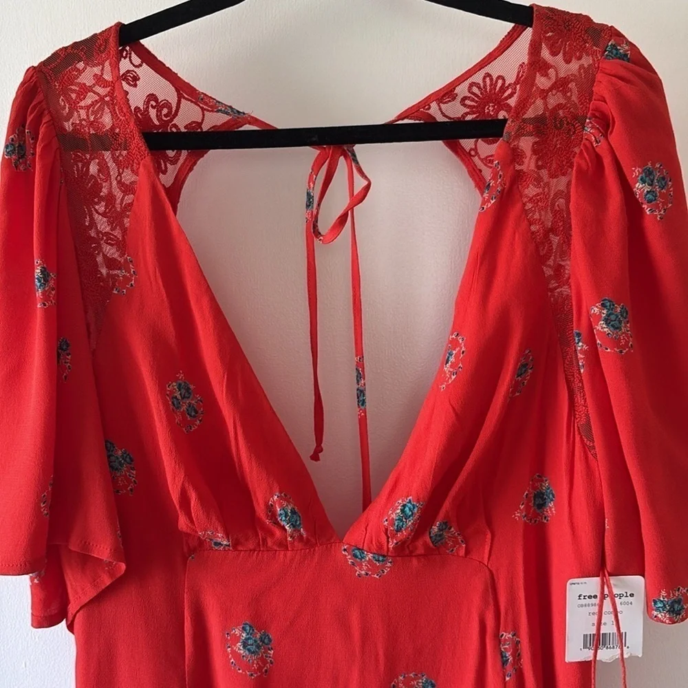 Free People Mockingbird Floral Open Back Mini Dress 12